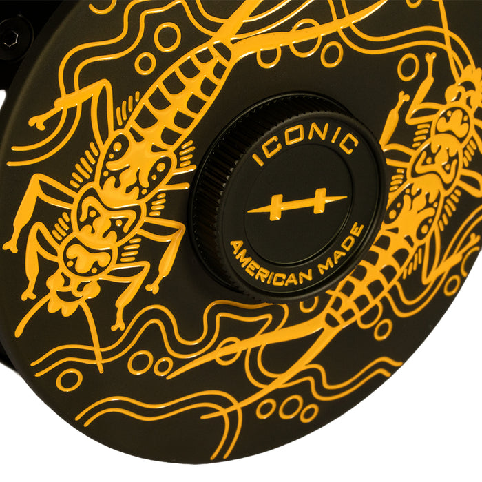 Hatch Custom Matt Renner Artist Edition Iconic Large Arbor Fly Reel 5 Plus Olive Yellow 07