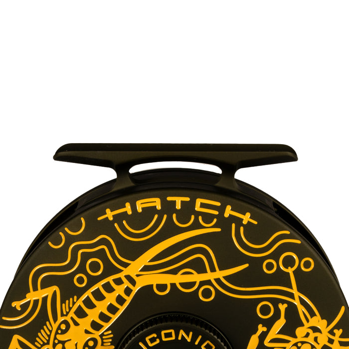 Hatch Custom Matt Renner Artist Edition Iconic Large Arbor Fly Reel 5 Plus Olive Yellow 08